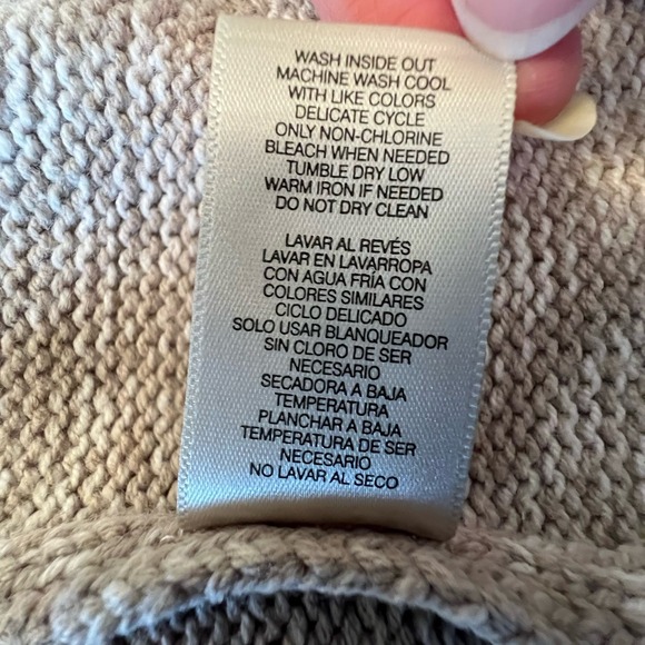 Leo‎ & Nicole Oatmeal Taupe Cardigan Windowpane Sweater Open Front Knit Size P L - Picture 10 of 10